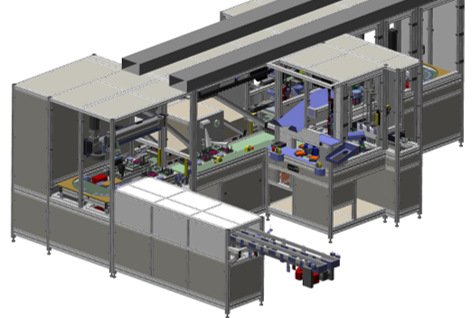 automotive: fully automated plant for the assembly of blowers for auxiliary heaters of fossil passenger cars with 10 work steps and intermediate tests (2014 and 2017)